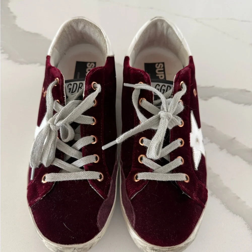 Golden Goose Burgundy Superstar sneakers velvet *rare* - Picture 2 of 8